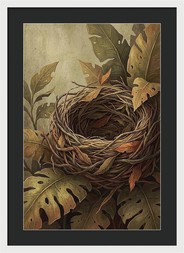 Tropical Nest Among Leaves