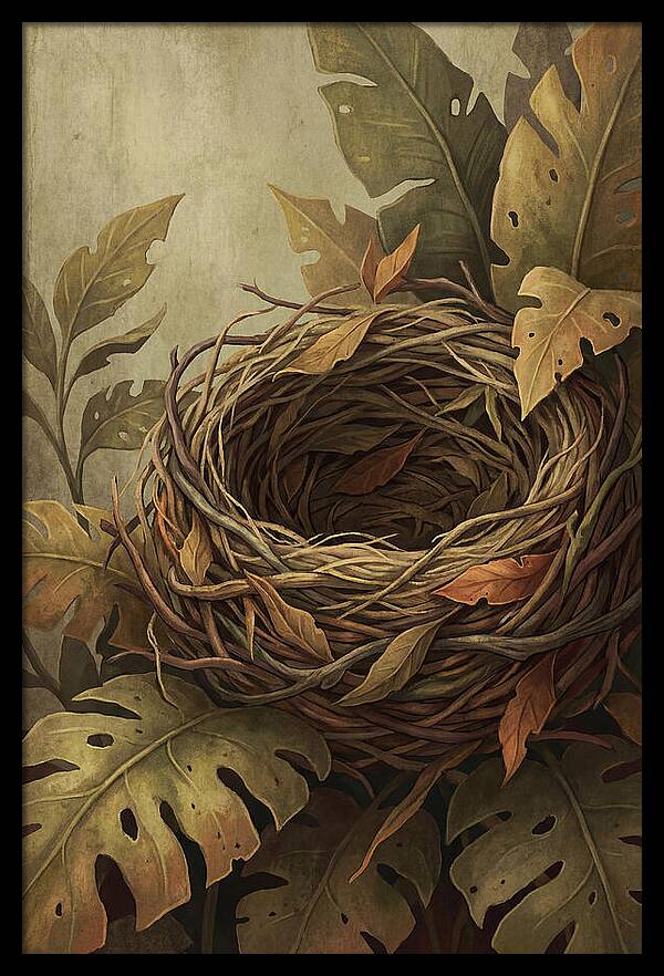 Tropical Nest Among Leaves