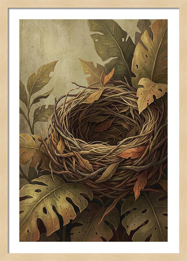 Tropical Nest Among Leaves