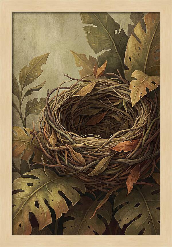 Tropical Nest Among Leaves