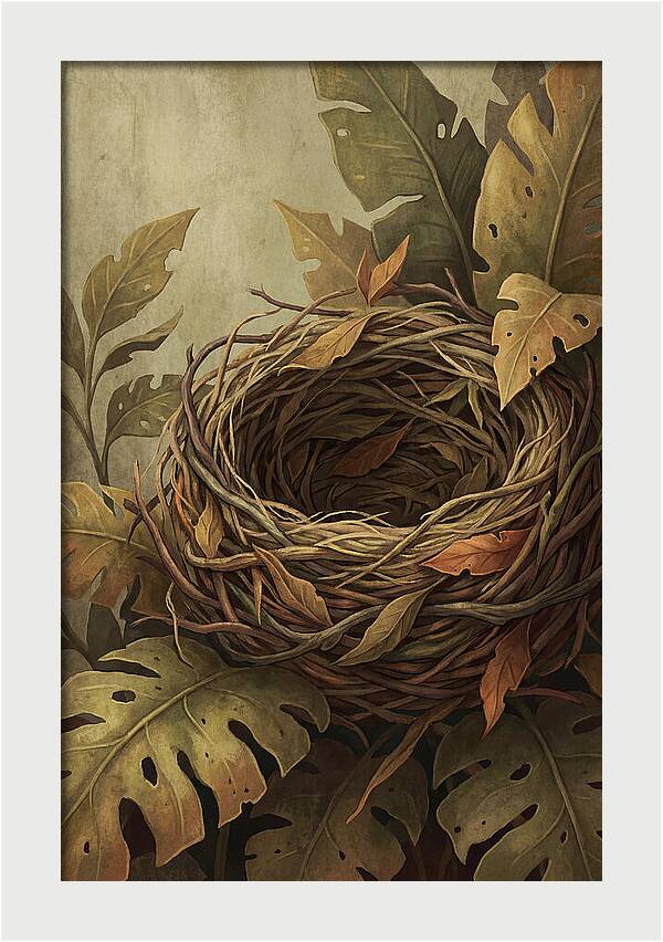 Tropical Nest Among Leaves