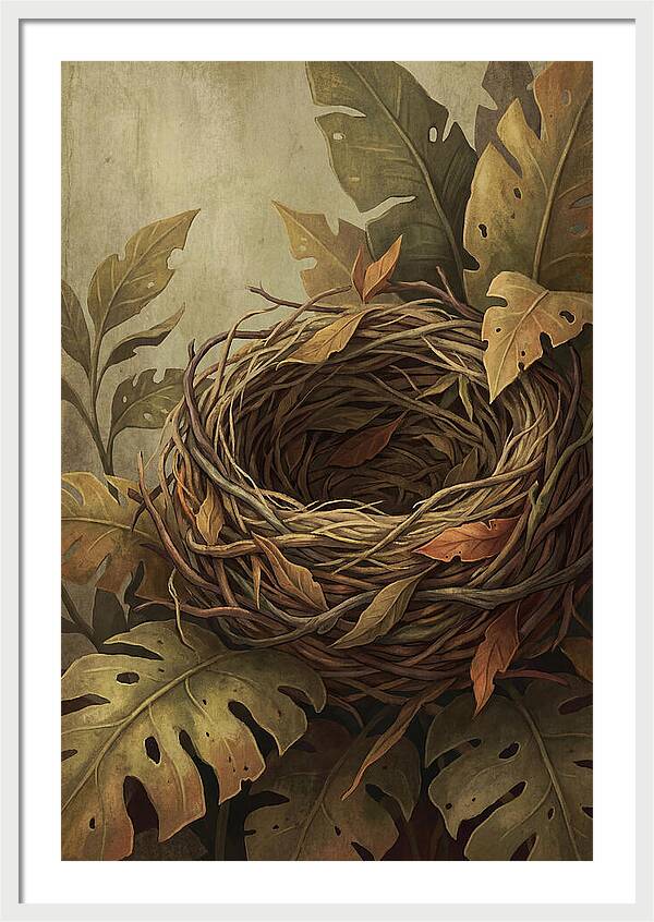 Tropical Nest Among Leaves