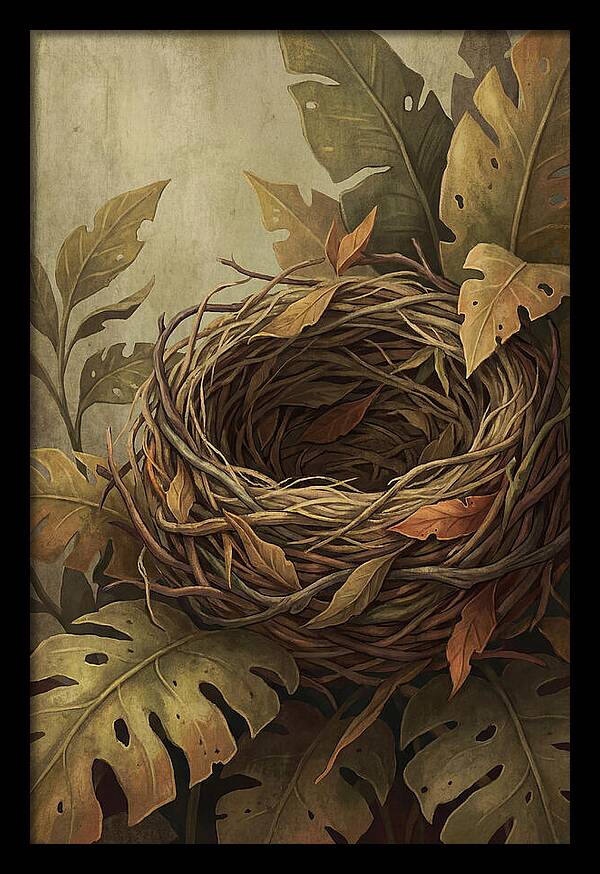 Tropical Nest Among Leaves