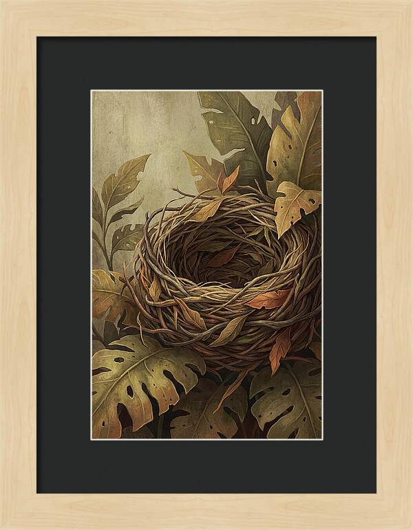 Tropical Nest Among Leaves