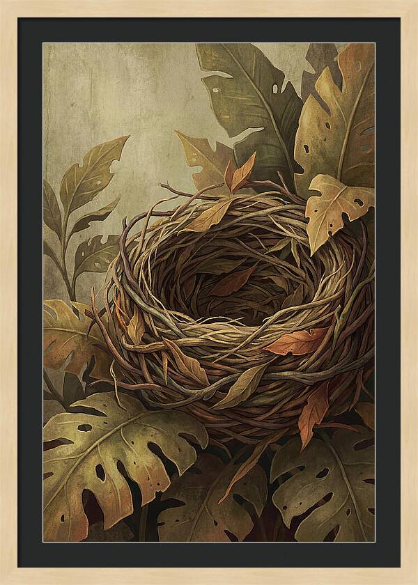 Tropical Nest Among Leaves