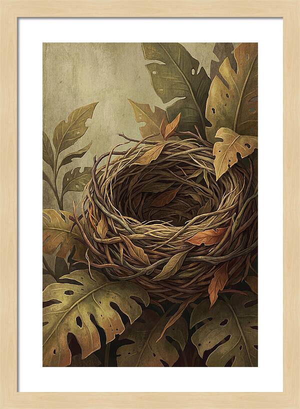Tropical Nest Among Leaves