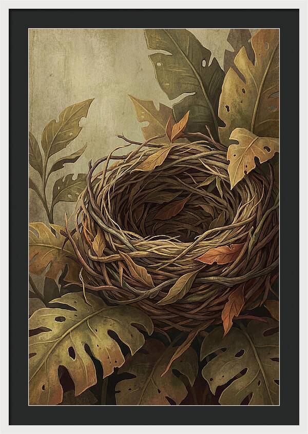Tropical Nest Among Leaves