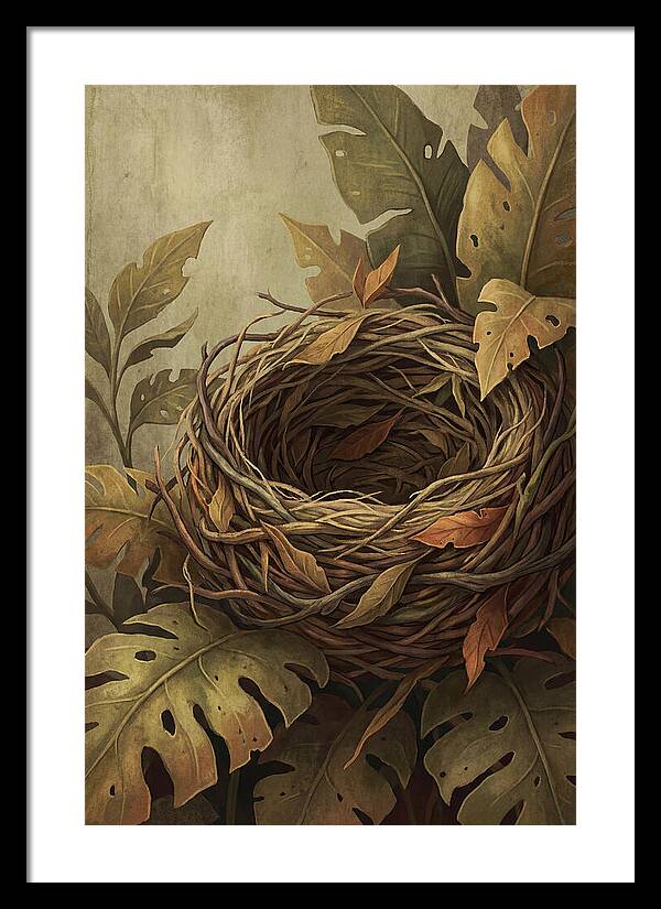 Tropical Nest Among Leaves