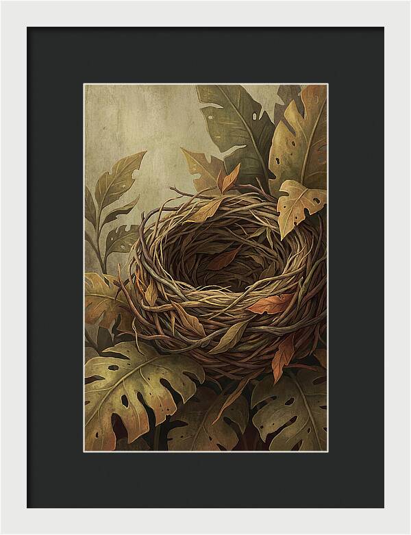Tropical Nest Among Leaves