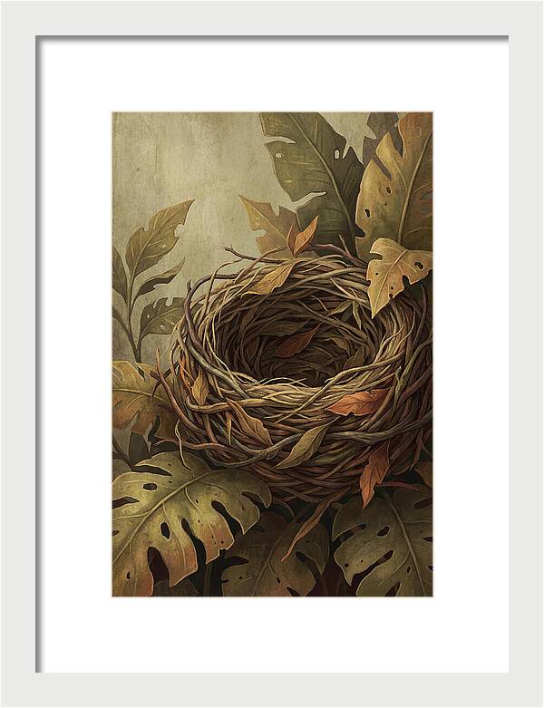 Tropical Nest Among Leaves
