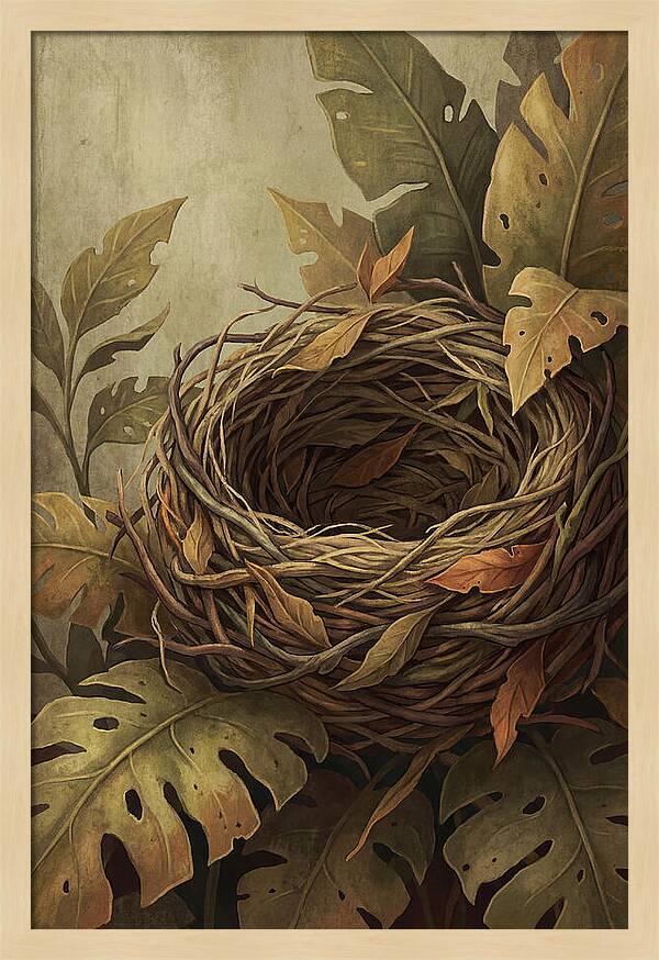 Tropical Nest Among Leaves