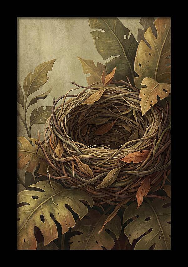 Tropical Nest Among Leaves