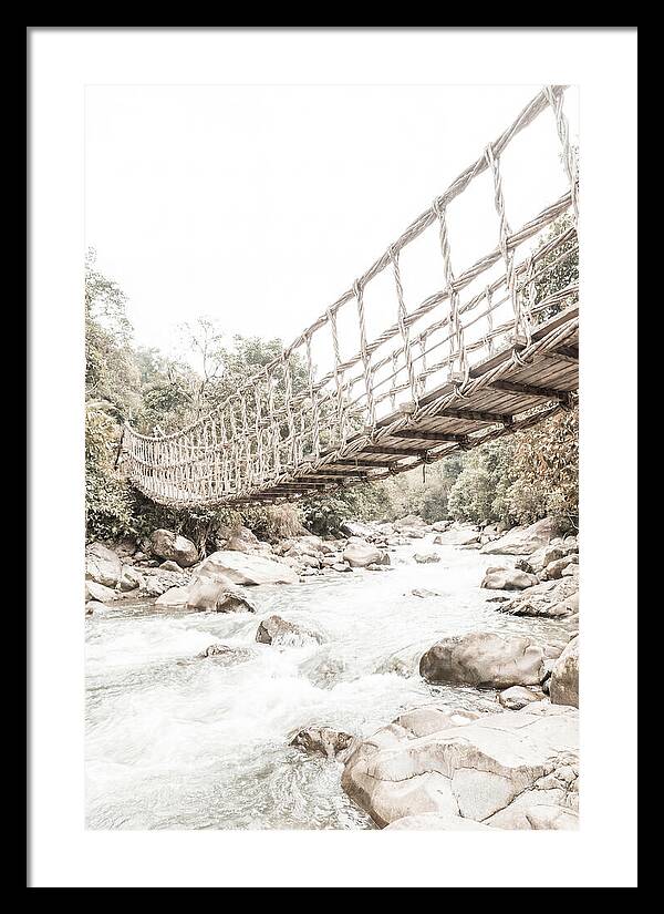Tropical Vine Bridge Over Rushing Jungle