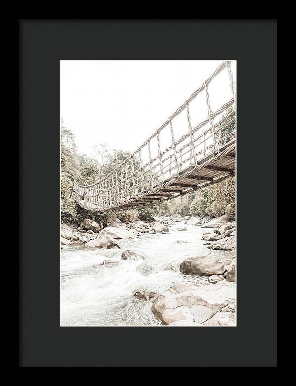 Tropical Vine Bridge Over Rushing Jungle