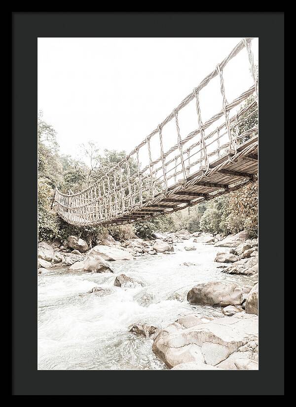 Tropical Vine Bridge Over Rushing Jungle