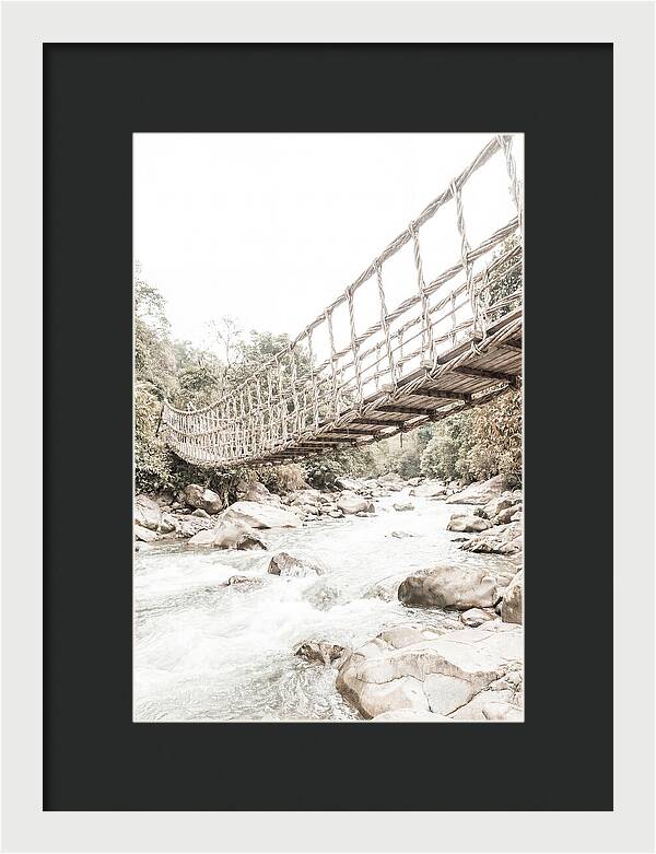 Tropical Vine Bridge Over Rushing Jungle