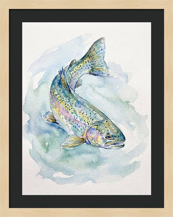 Trout Swimming In Watercolor