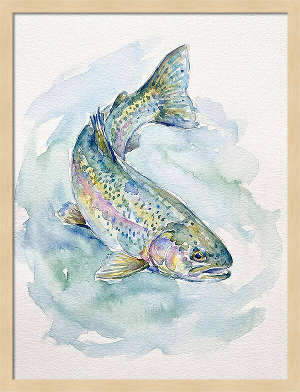 Trout Swimming In Watercolor