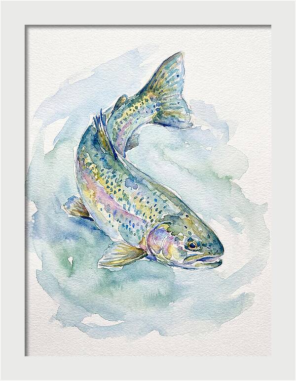 Trout Swimming In Watercolor