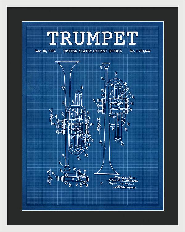 Trumpet Blueprint Patent Us1724632a