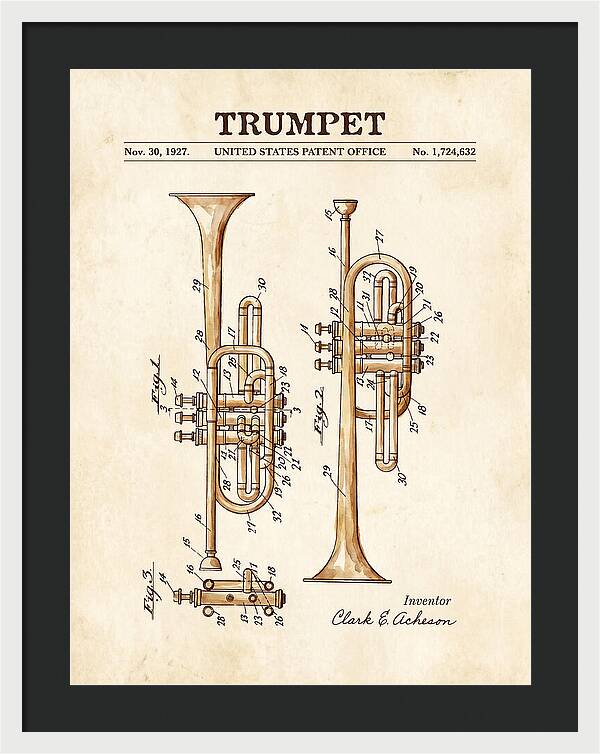 Trumpet Watercolor Patent Us1724632a