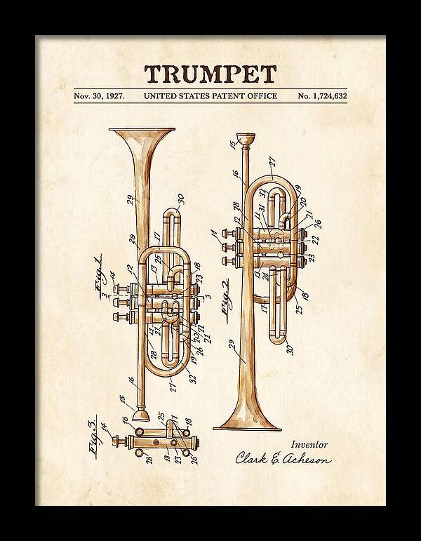 Trumpet Watercolor Patent Us1724632a