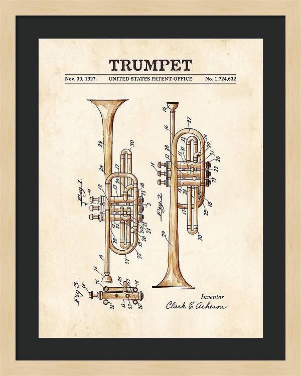Trumpet Watercolor Patent Us1724632a