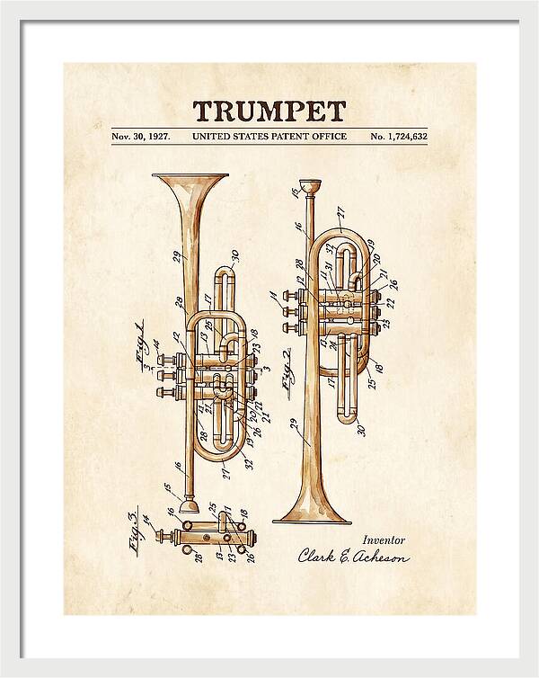 Trumpet Watercolor Patent Us1724632a