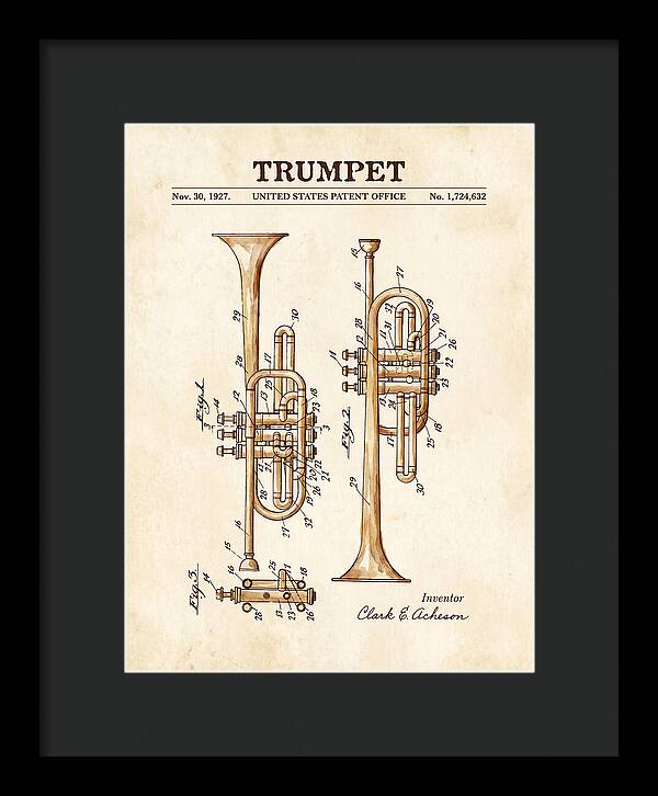 Trumpet Watercolor Patent Us1724632a