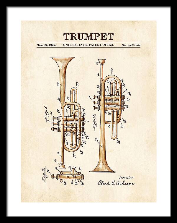 Trumpet Watercolor Patent Us1724632a