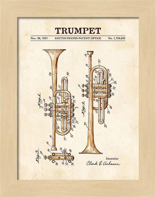 Trumpet Watercolor Patent Us1724632a