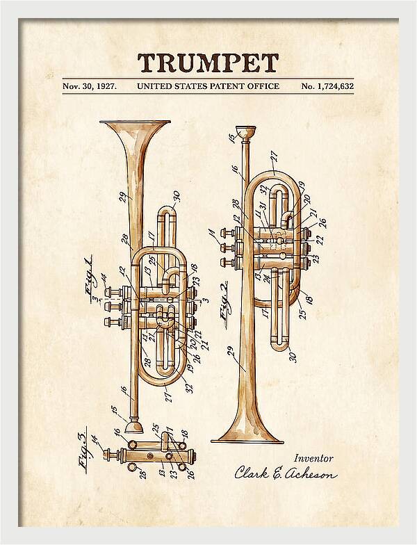 Trumpet Watercolor Patent Us1724632a