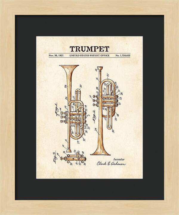 Trumpet Watercolor Patent Us1724632a