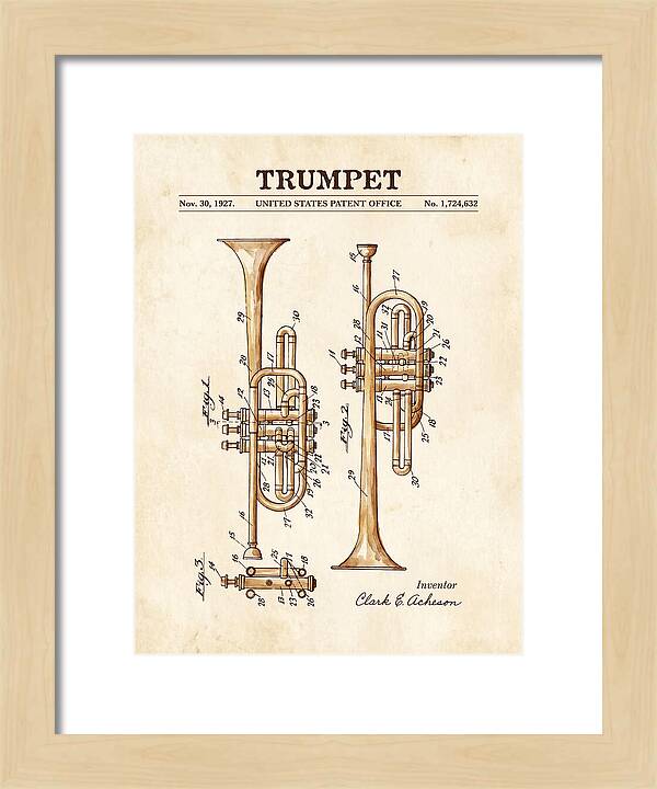 Trumpet Watercolor Patent Us1724632a