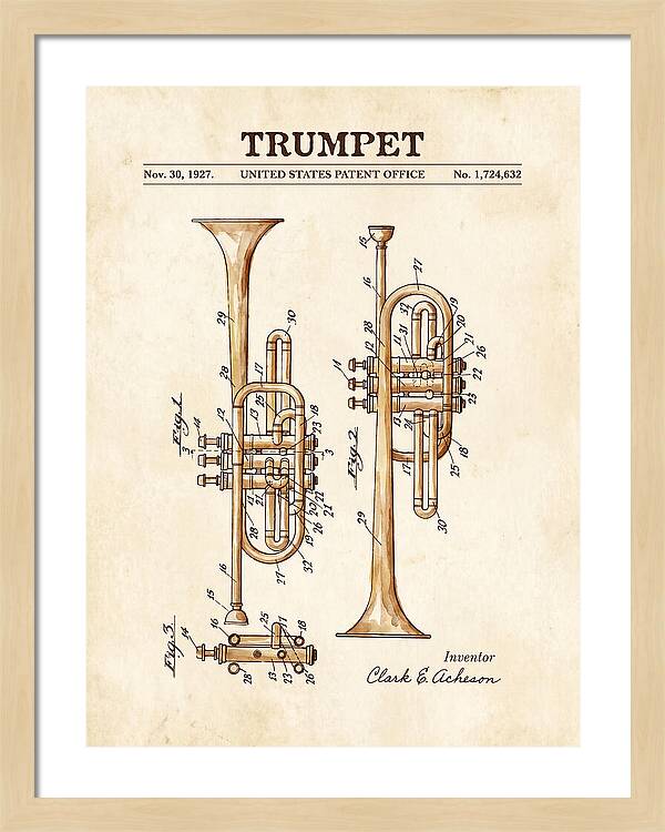 Trumpet Watercolor Patent Us1724632a