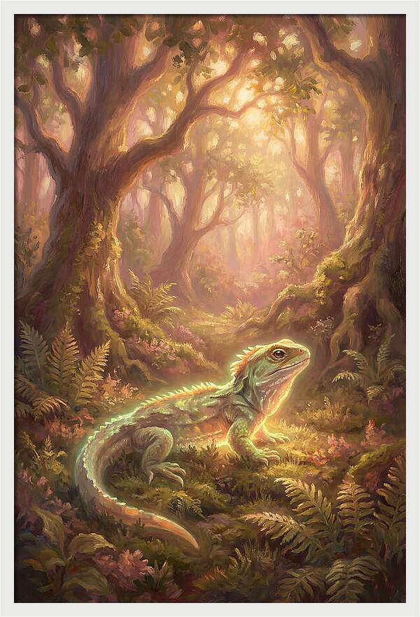 Tuatara In Enchanted Forest