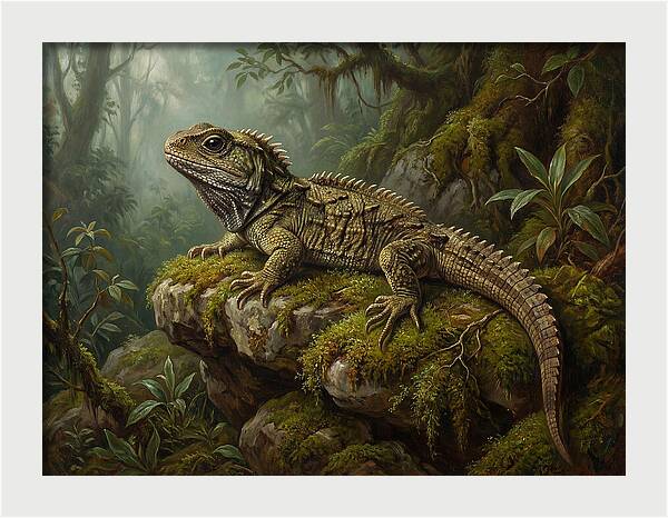 Tuatara In Lush Wilderness
