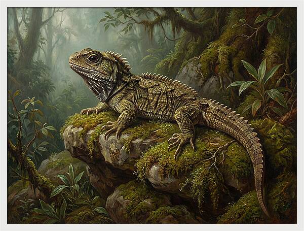 Tuatara In Lush Wilderness