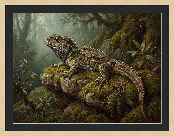 Tuatara In Lush Wilderness