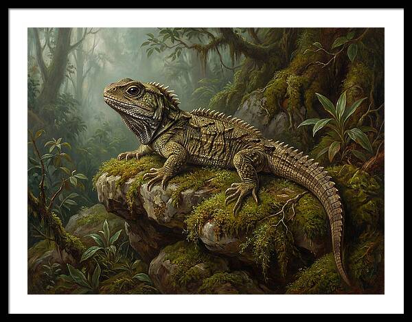 Tuatara In Lush Wilderness