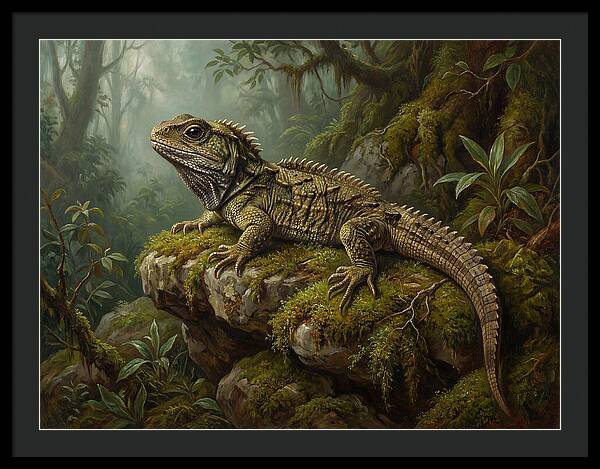 Tuatara In Lush Wilderness