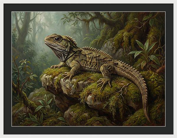Tuatara In Lush Wilderness