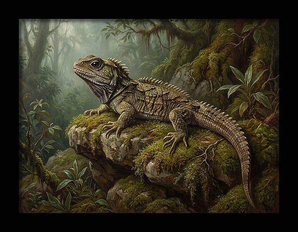 Tuatara In Lush Wilderness