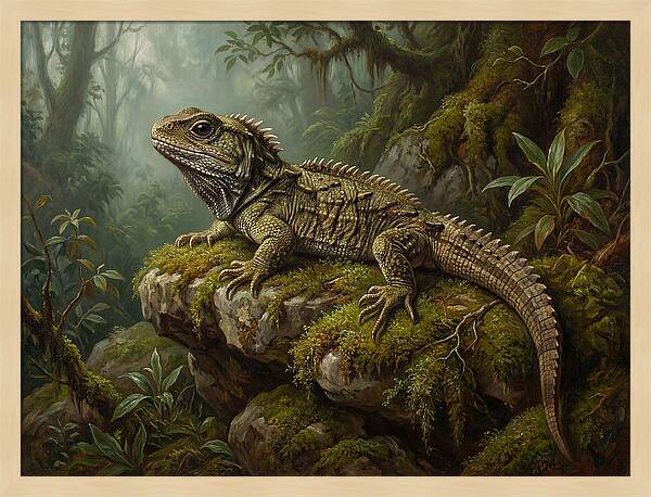 Tuatara In Lush Wilderness