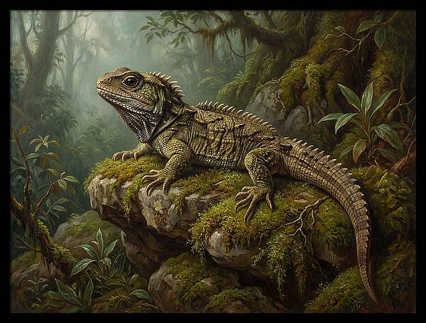 Tuatara In Lush Wilderness