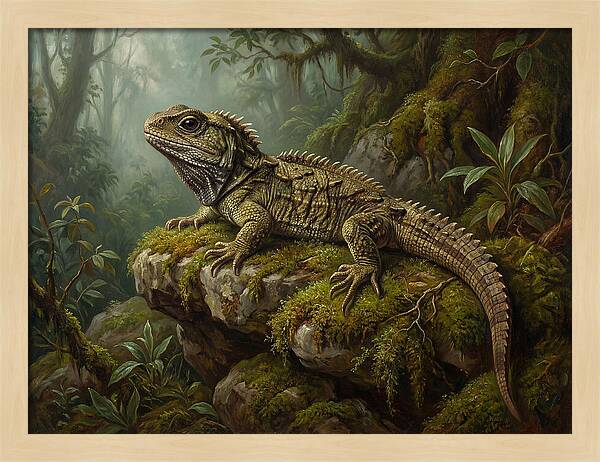 Tuatara In Lush Wilderness