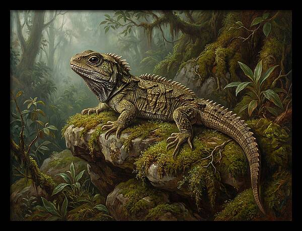 Tuatara In Lush Wilderness