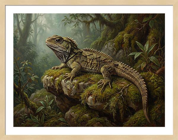 Tuatara In Lush Wilderness