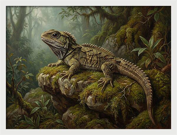 Tuatara In Lush Wilderness