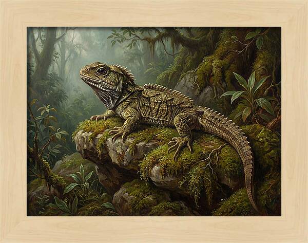 Tuatara In Lush Wilderness